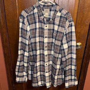 L.L. Bean Men's Casual Plaid Shirt - Brown and White